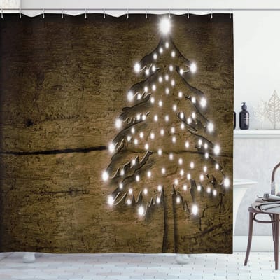 ABAKUHAUS Douchesvoorhang – 175x200 cm – Polyester – bruin-wit, Bokeh