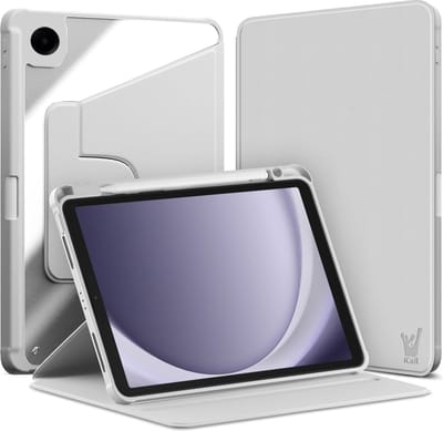 Hoes geschikt voor Samsung Galaxy Tab A9 / Tab A11 - Book Case Premium Sleep Cover Kunstleer 360 Graden Draaibaar met Auto/Wake Functie en Pencilhouder - Grijs