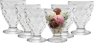 Urban Living IJscoupes/ijsschaaltjes - 6x stuks - 280 ml - glas - met rondjes - dessertschaaltje