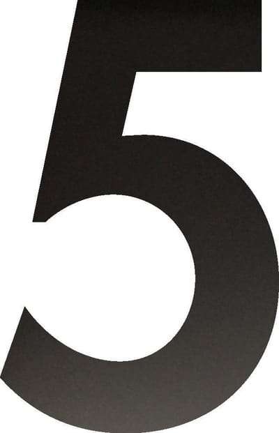 Huisnummer 15 cm - Nummer 5 - Mat Zwart RVS