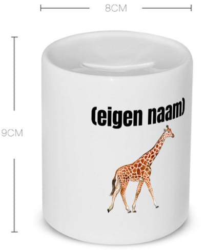 Akyol - giraffe met eigen naam Spaarpot - Giraffe - giraffe liefhebbers - dieren liefhebber - leuk cadeau voor iemand die houdt van giraffen - cadeau - kado - 350 ML inhoud