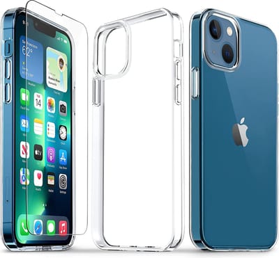 Hoesje geschikt voor iPhone 13 Back cover hoesje - Transparant Siliconen Back Cover met 1X Screenprotector - Tempered Glass - EPICMOBILE