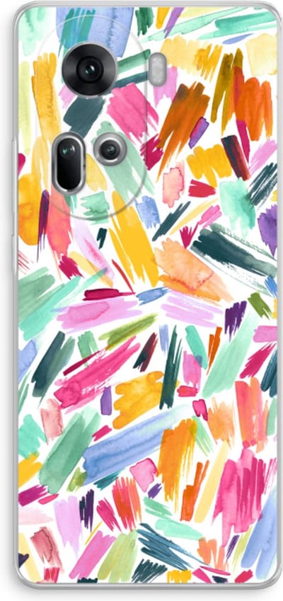 Case Company® - Hoesje geschikt voor Oppo Reno 11 hoesje - Watercolor Brushstrokes - Soft Cover Telefoonhoesje - Bescherming aan alle Kanten en Schermrand