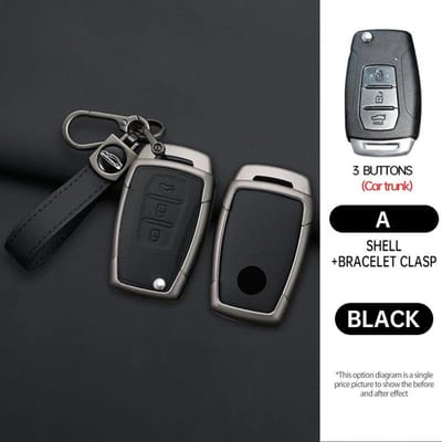 Coque de protection en alliage pour clé de voiture pliable Ssangyong Kyron 2 Sanka Actyon Korando Tivoli Support de télécommande Accessoires black