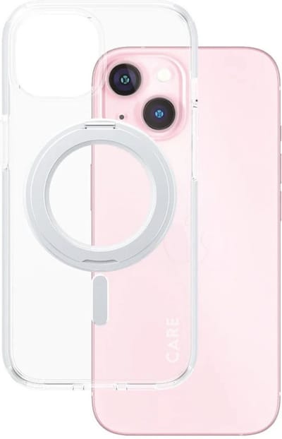 CARE by PanzerGlass Feature Case - Transparant w. - Zilver Kickstand & MagSafe iPhone15