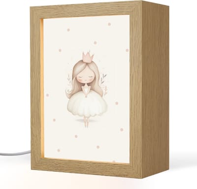 Nachtlampje 15x20 cm - Kinder lampje - Ballerina - Prinses - Stippen - Tafellamp kinderkamer - Slaapkamer lamp - Bedlamp kinderen - Kinderlampje stopcontact - Wandlamp babykamer - Nachtlampjes