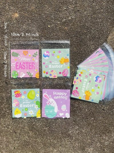 Kleine Inpakzakjes Doorzichtig – Pasen - Paasfeest - Happy Easter - 4 assorti - Ei - Paasei - Konijn - Traktatiezakjes - Uitdeelzakjes - Verjaardagzakjes - Feestzakjes - Inpakzakken - Zakjes | Traktatie - Kado - Leuk verpakt