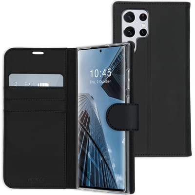 Accezz Hoesje - Geschikt voor Samsung Galaxy S22 Ultra - Wallet Softcase Bookcase - Zwart