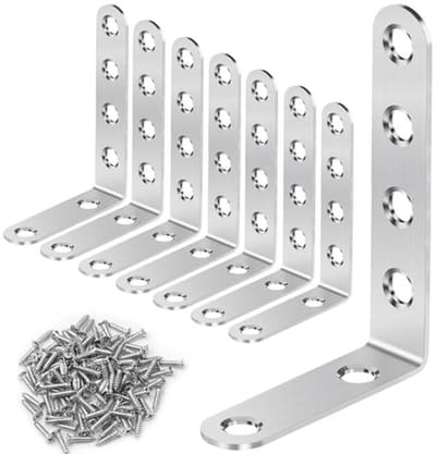Stainless Steel Hoekconnectoren 8 Stuks 125 x 75 mm 90 Graden voor Meubelbouw en Planken