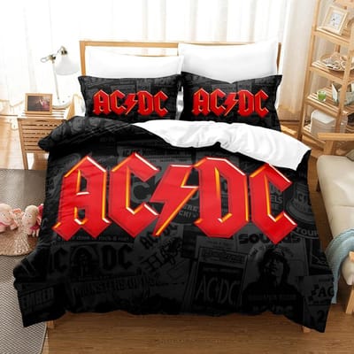 3D Ac/Dc Muziek Beddengoed Sets Dekbedovertrek Set Met Kussensloop Eenpersoons Tweepersoons Queen King Beddengoed Bedlinnen AU Single 140x210cm