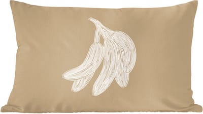 Sierkussens - Kussentjes Woonkamer - 60x40 cm - Bananen - Beige - Lijntekening - Minimalistisch