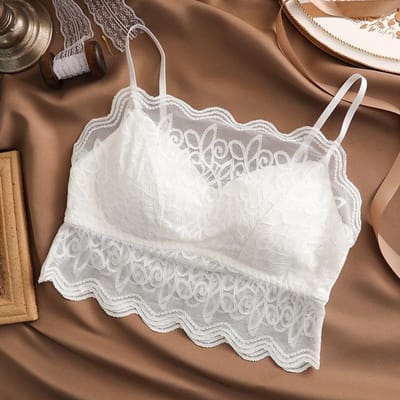 Haut Bralette Camisole Rembourré Crop Top Lingerie Sexy Débardeur Dentelle Camisoles pour Femmes Mode Noir Blanc Bretelles Camisoles Hauts de Nuit L