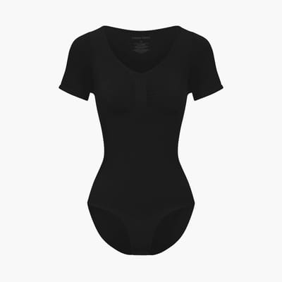 cfab - T-shirt bodysuit corrigerende shapewear met slipje - Zwart - XS - Corrigerende Body - Naadlos - corrigerend ondergoed dames