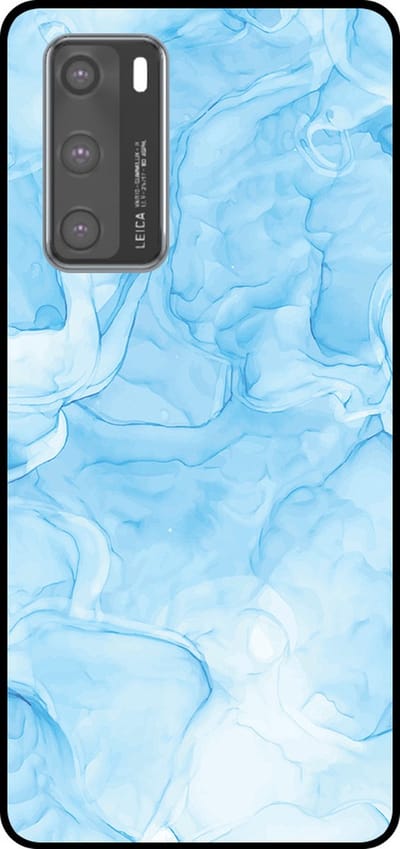 Smartphonica Telefoonhoesje Geschikt voor Huawei P40 met marmer opdruk - TPU backcover case marble design - Lichtblauw geschikt voor Huawei P40