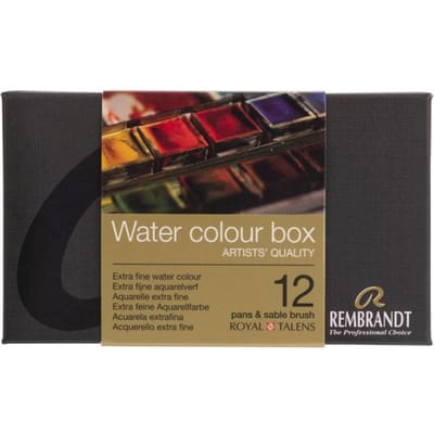 Rembrandt Aquarelverf metalen set | 12 napjes + penseel