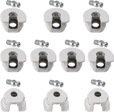 Dailygoods- Verbindingsbeslag set van 10 - Excentrisch - Bouten Ø6 x 16 mm - Voor panelen 16 mm - Staal en kunststof - Gewicht per stuk 7 g - Verbindingselement