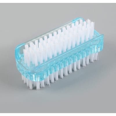 Brosse de nettoyage des ongles double face, outil de manucure et de pédicure, idéale pour les ongles des mains et des pieds bleu