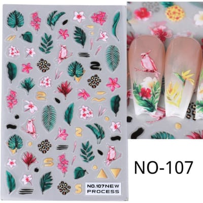 1 PIÈCE Pétale de Fleur Rose Autocollants 3D pour Ongles Élégant Fleur Ligne Bord Or Géométrie Designs Décalcomanies Nail Art Pour Ongles Acryliques DIY Printemps Auto-Adhésif