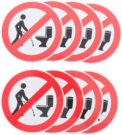 Zindelijkheid Stickers - Plas Op Toilet - Hygiënisch Werken - Herbruikbaar PVC Materiaal - 12x12 cm - Rood