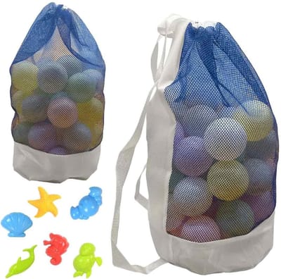 Thijox - Grote Opvouwbare Strandtas & Rugzak voor Kinderen - Nettas, Speelzak, Badtas, Waterspeelgoed, Familie, Vakantie, Entertainmenttas, Opbergzak