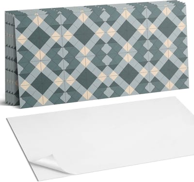 Coloray Plaktegels - Geometrisch ruitpatroon Wandtegel Zelfklevend - 60 cm x 30 cm - Grijs Plaktegels - 6 stuks - Rechthoek PVC Tegels - Plaktegels Keuken - Zelfklevende Vloertegels Badkamer - Vinyltegels Vloer Zelfklevend - Zelfklevende Wandtegels
