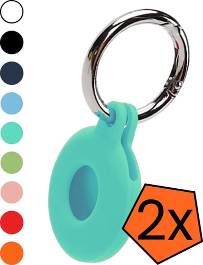 Hoesje Geschikt voor Apple AirTag 2e generatie Sleutelhanger Hoes Siliconen Hoesje - Siliconen Hoesje Geschikt voor Apple AirTag 2 - Sleutelhanger Hoesje - Turquoise - 2 PACK