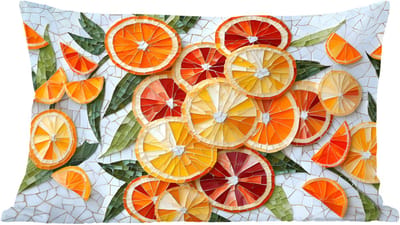 Sierkussens - Kussentjes Woonkamer - 60x40 cm - Schijfjes - Fruit - Oranje - Mozaïek