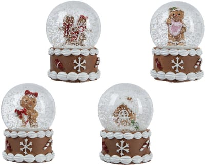 Decoris – Schudbol Kerst - Set van 4 – Polyresin – H6 cm - D4,5 cm