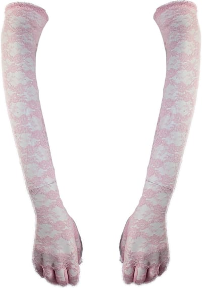 BamBella® - Lange Handschoenen Roze kant - Sexy handschoenen dames -