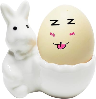 Keramische Eierbeker - Paashaas Houder - Ontbijt Presentatie - Charmant Design - 91 gram - Wit