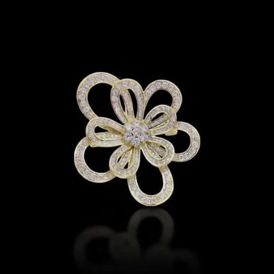 Victoria Valenza Goudkleurige Cosmosbloem Broche en Hanger met Zirkonia Stenen - Broche - Goudkleurig - Cosmosbloem broche - Zirkonia