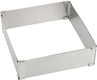 Taartring Vierkant - Bakvorm Mousse - Dessert Maken - Verstelbaar Roestvrij Staal - 15x15 tot 28x28cm - Zilver