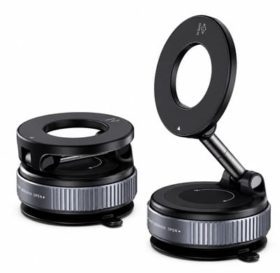 GENVIQ Magnetische Telefoonhouder met Vacuüm Zuignap – MagSafe Compatibel – Sterke N52 Magneet – Anti-Shake Smartphone Houder – 360° Draaibaar & Verstelbaar – Universeel voor Auto, Dashboard, Bureau, Spiegel, Glas, Tegels en Werkplek – Zwart
