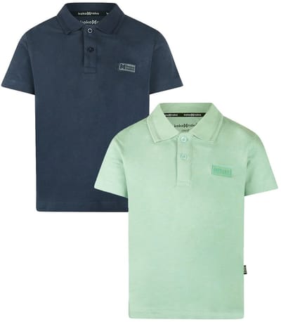 Koko Noko - NOOS-BOYS - Jongens - Biologische katoen - 2 Polo Shirts - Navy - Faded green - Maat 92