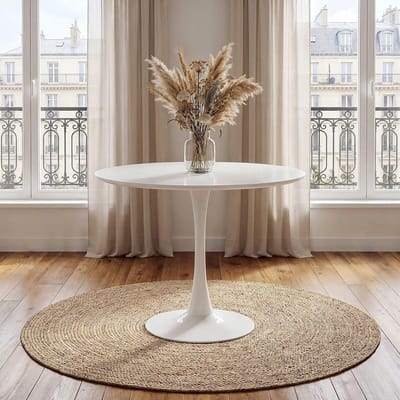 Eettafel Rond - Keukentafel Modern - Kleine Ruimtes - Tulpenvoet Design - 80 cm Diameter - Wit