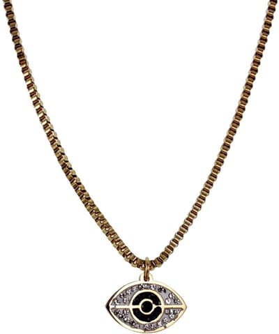 Ketting met Turks Oog Hanger, Ketting Set Dames, RVS Goudkleurig - Verstelbaar 40 tot 45cm