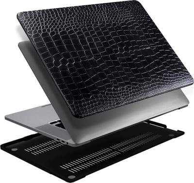 Lunso Geschikt voor MacBook Air 15 inch (2023-2026) cover hoes - case - Croco Zwart