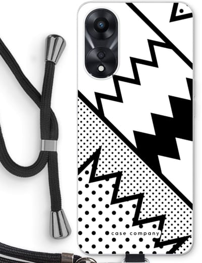 Case Company® - Hoesje met koord geschikt voor Oppo A78 5G hoesje met Koord - Pop Art #5 - Telefoonhoesje met Zwart Koord - Bescherming aan alle Kanten en Over de Schermrand
