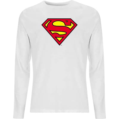 Official Superman Shield Men's Long Sleeve T-Shirt - White - M