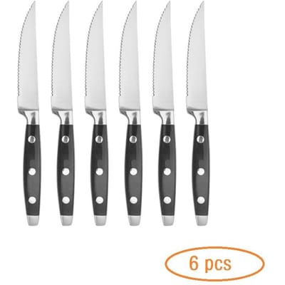 Lot de 4 à 10 couteaux à steak en acier inoxydable, couteaux d'office, couteaux utilitaires pour la viande, avec manche souple en plastique POM noir, 8,5 pouces 8 inch