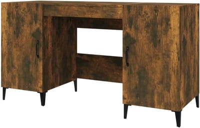 Bureau - Schrijftafel Werkplek - Thuiswerken Organiseren - Met Opbergvakken - 140x50 cm - Gerookt Eiken