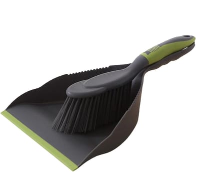 Kleine Bezem Stofpan - Reinigingsset Desktop - Bureau Schoonmaken - Gekartelde Rand - 11 cm Hoog - Wit