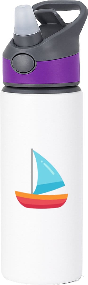 Hacebo® - Zeilboot waterfles met rietje paars - Boten - schippers - Boot - kapitein - water fles - 650ML
