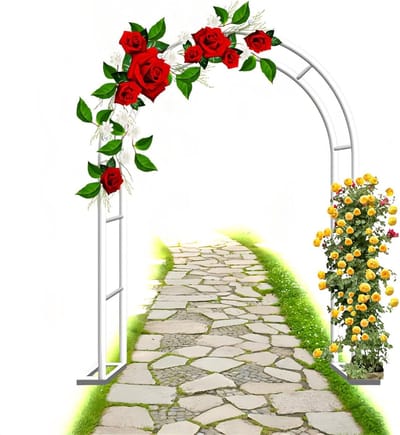Metalen Tuinboog - Rozenboog Decoratie - Klimplanten Ondersteunen - Versterkte Stalen Buizen - 300 x 250 cm - Wit