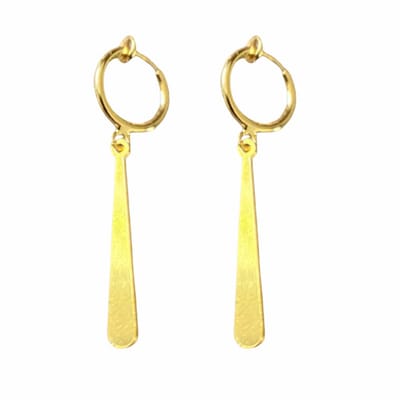 Klem oorbellen-Goudkleurig-Lang-Glad- geen gaatje- Charme Bijoux
