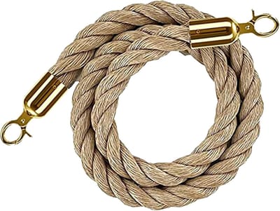 Gevlochten Touw - Barrière Touw - Wachtrij Beheer - Met Gouden Haken - 8 Stuks - Bruin