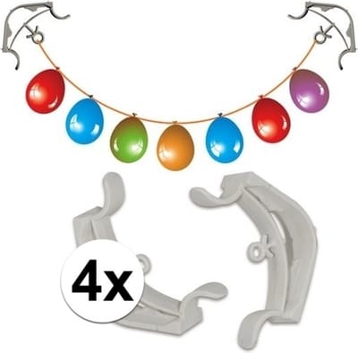 Ophangsysteem klemmen - 4x stuks - voor slingers/ballonnen - Hoekklemmen - kunststof