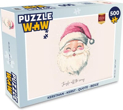 Puzzel Kerstman - Kerst - Quote - Beige - Legpuzzel - Puzzel 500 stukjes - Kerst - Cadeau - Kerstcadeau voor mannen, vrouwen en kinderen