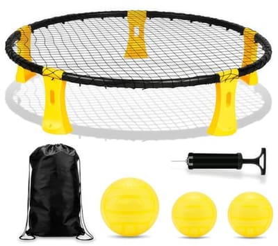 Beachbalset Netbalset - Ronde Speelset - Buiten Spelen - Snelle Montage - Compleet Met 3 Ballen - Multicolor