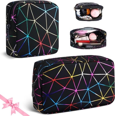 Mini Clutch Set voor Vrouwen, 2 Stuks, Handige Make-up Tas, Reistas, Toilettas, Reisaccessoires, Cadeau, Zwart